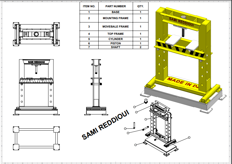 Bản vẽ 3D Máy ép thủy lực  (TL32)