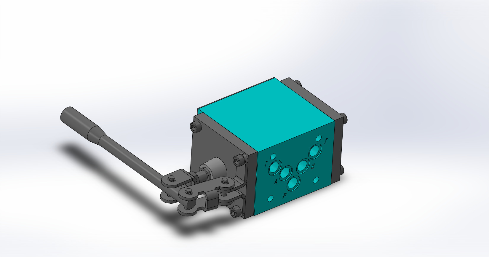 Bản vẽ 3D Bộ phân phối thủy lực (Van thủy lực) với điều khiển thủ công từ xa (TL 0101)