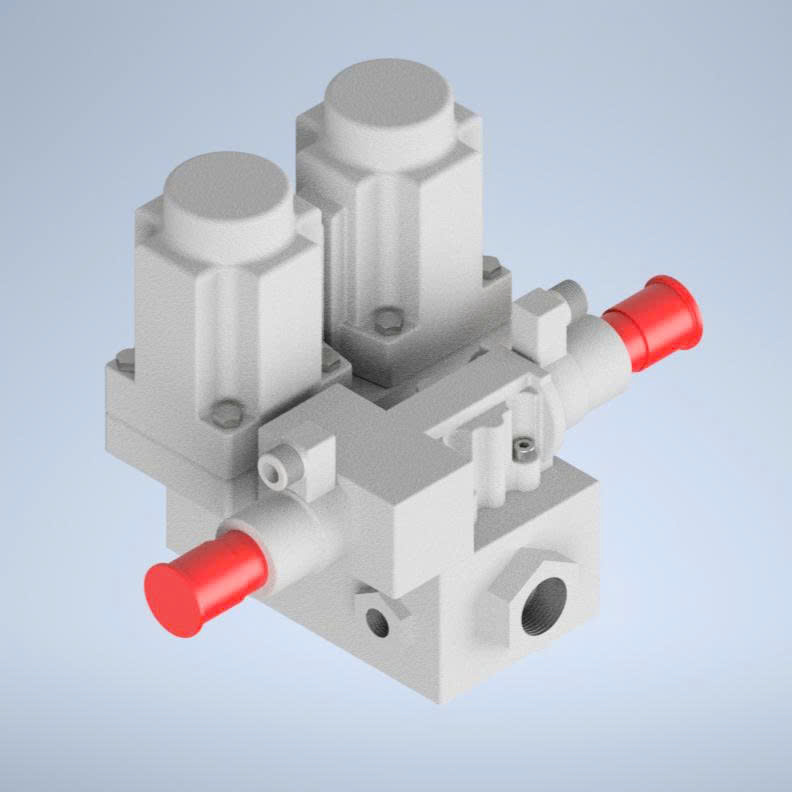 Bản vẽ 3D Cụm van điều khiển thủy lực 4/3 sử dụng cho hộp số WVS-2230U (TL 0102)