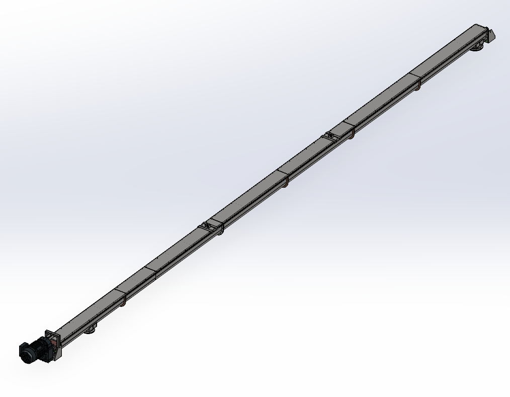 Vít tải dài 16 mét, đường kính 250 mm, có 2 cửa xả liệu Screw Conveyor 16m Ø250 2 Outputs (CN 234)