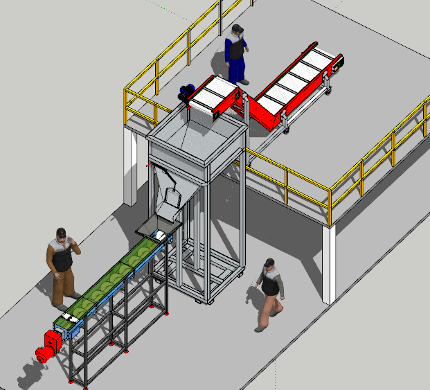 Băng tải module nghiêng, Phễu chứa và Vít tải Inclined Modular Conveyor, Hopper & Screw Conveyor (CN 253)