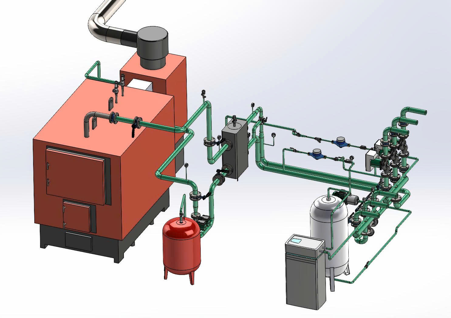 Nhà Lò hơi (Lò hơi) sử dụng Nhiên liệu Rắn có công suất nhiệt   200kWt  200kWt solid fuel boiler house (CN 274)