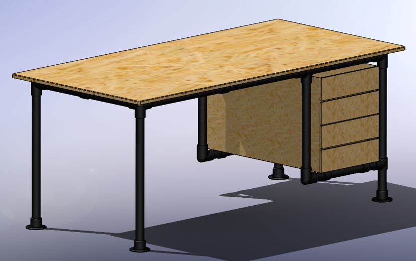 Bàn từ gỗ OSB và khung giàn giáo (DG 72)